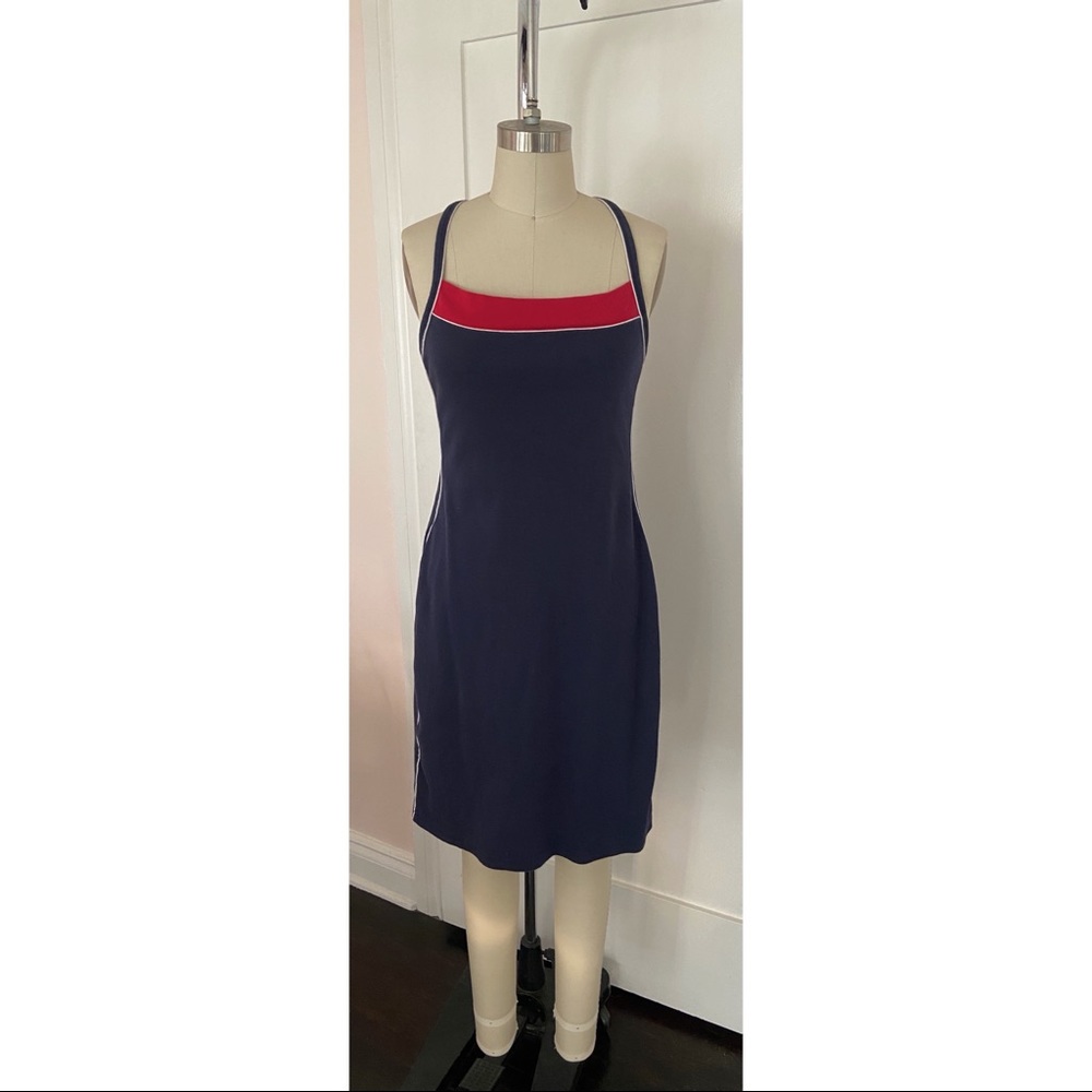 Vintage Navy and Red Racerback Dress
